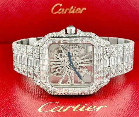 cartier skeleton watch iced out|cartier iced out watch value.